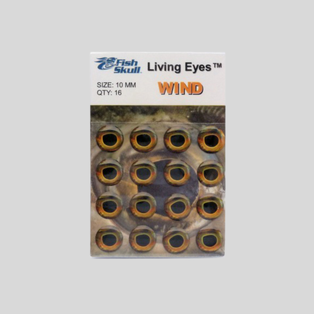 Fish-Skull Living Eyes | Photo-Realistic Holographic Fly Tying Eyes | 8 Sizes 3mm–15mm | 4 Colors | Adhesive Backing | Fits Baitfish Heads, Fish-Masks & Sculpin Helmets | Flymen