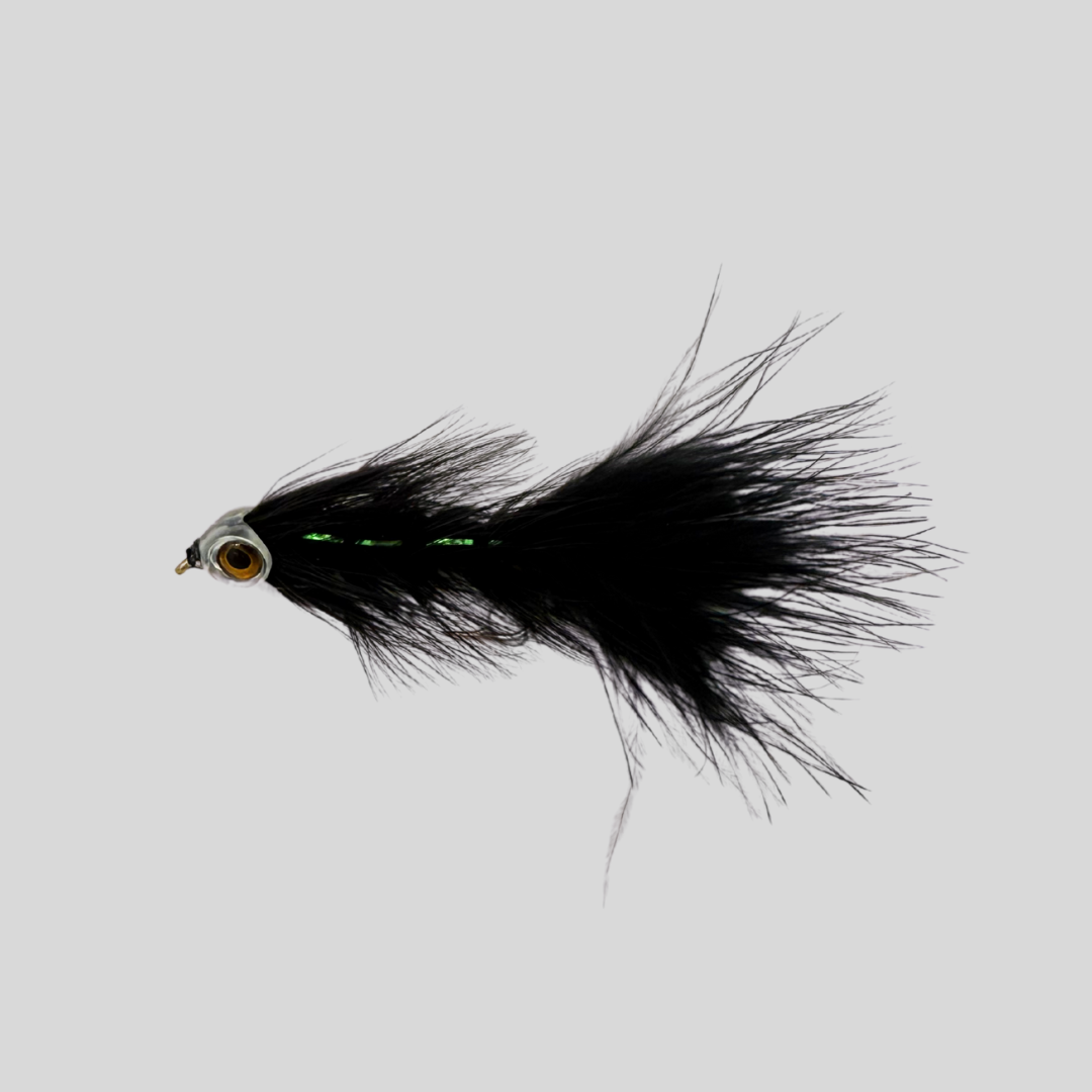 Fish-Skull Masked Bugger | Weightless Suspended Woolly Bugger | Fish-Mask Baitfish Head | Neutral Buoyancy | Living Eyes | #4, #8 & #10 | Brown, Olive, White & Black | Trout & Bass | Flymen