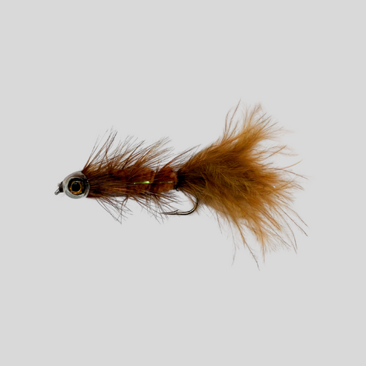 Fish-Skull Masked Bugger | Weightless Suspended Woolly Bugger | Fish-Mask Baitfish Head | Neutral Buoyancy | Living Eyes | #4, #8 & #10 | Brown, Olive, White & Black | Trout & Bass | Flymen