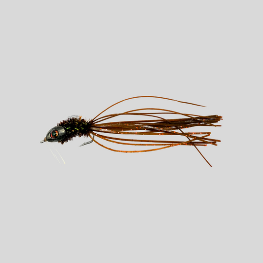 Fish-Skull Salt Creature | Flats Baitfish Fly | Fish-Skull Baitfish Head & Living Eyes | Hook-Up Keel | Weed Guard | #4 Stainless | Sand, Pearl & Brown | Bonefish, Redfish & Flats Species | Flymen