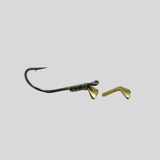 Fish-Skull Shrimp & Cray Tail | Stainless Steel Crustacean Tail Weight | Replaces Bead Chain & Dumbbells | Keel Action | 3 Sizes | Gold & Silver | Bonefish, Permit, Redfish & Carp | Flymen
