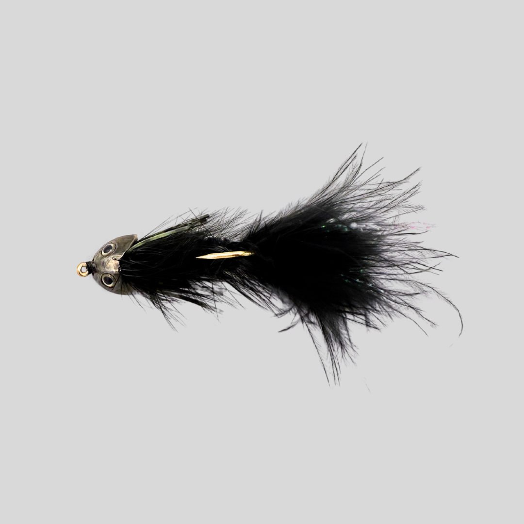 Fish-Skull Skulpin Bugger | Weighted Sculpin-Imitation Woolly Bugger | Fish-Skull Sculpin Helmet | Hook-Up Bottom Fishing | Living Eyes | #4, #6 & #8 | Brown, Olive & Black | Trout & Bass | Flymen
