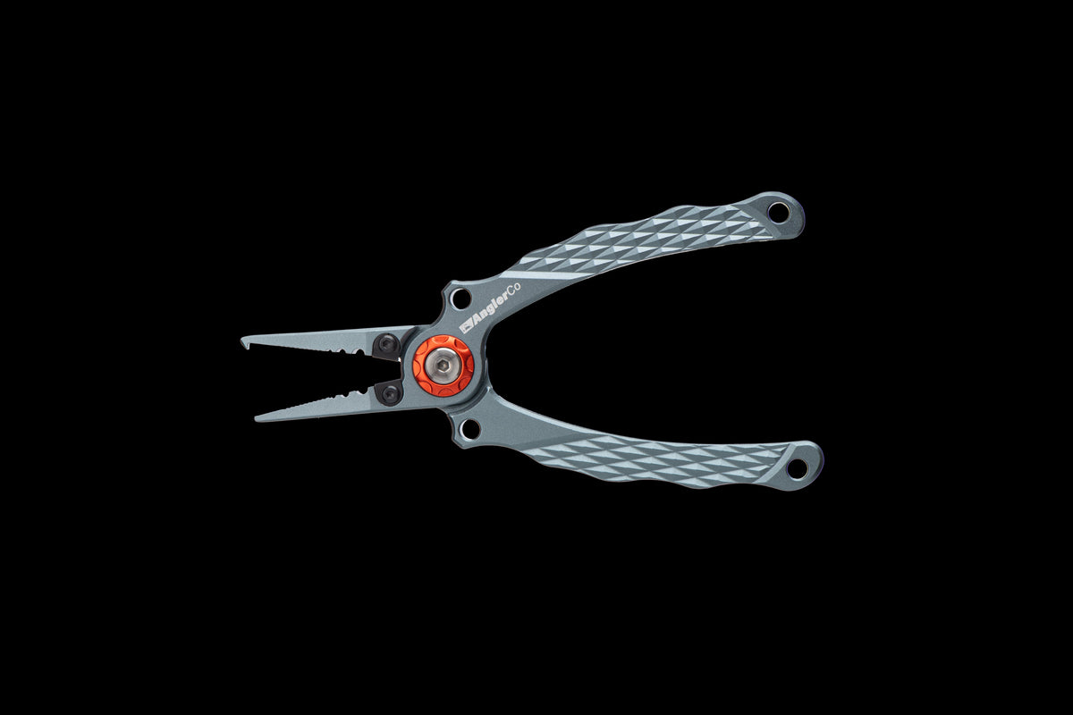 AnglerCo Core Series Fisherman's Pliers | Anodized Aluminum | Braid Cutters | Split Ring Tip | Saltwater