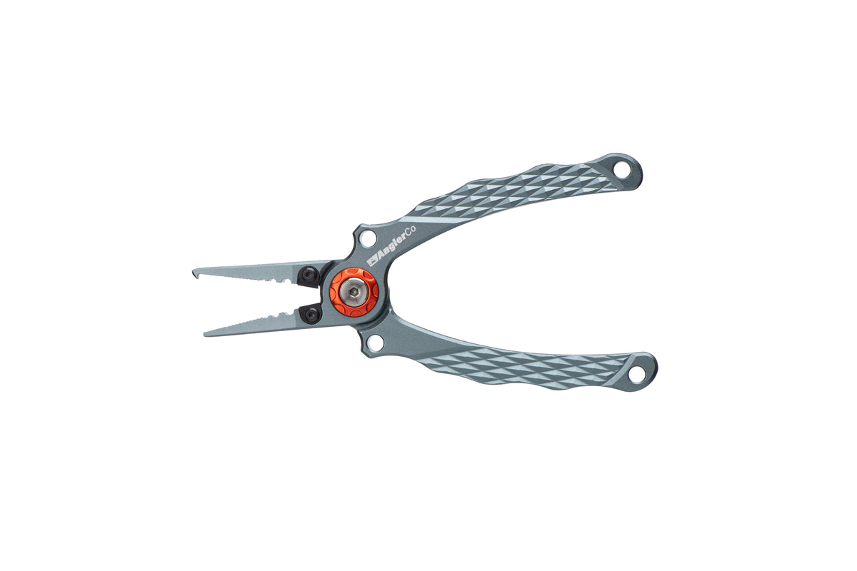 AnglerCo Core Series Fisherman's Pliers | Anodized Aluminum | Braid Cutters | Split Ring Tip | Saltwater