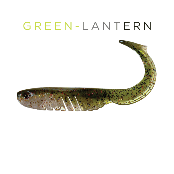Fishing lure with 'Green Lantern' branding on a white background