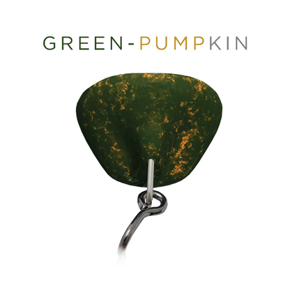 Green stone with a silver hook on a white background, branded 'Green Pumpkin'.