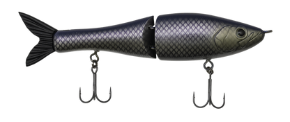 Fishing lure shaped like a fish with hooks on a white background