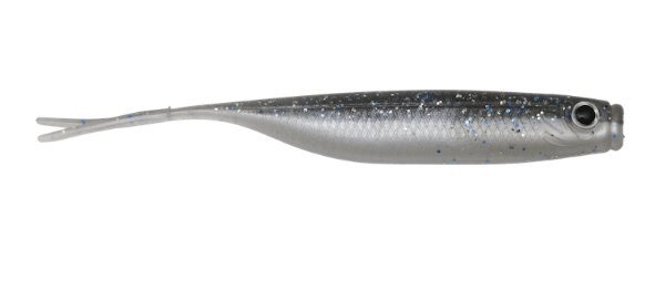 Silver metallic fishing lure on a white background
