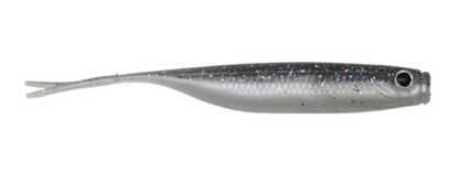 Silver metallic fishing lure on a white background