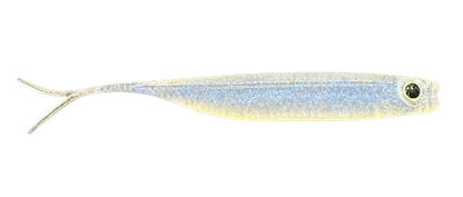 Artificial fishing lure resembling a small fish on a white background