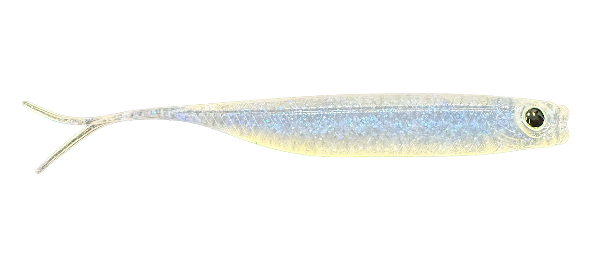 Artificial fishing lure resembling a small fish on a white background