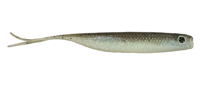 Fishing lure resembling a small fish on a white background
