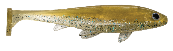 Shiny gold and silver fishing lure on a white background