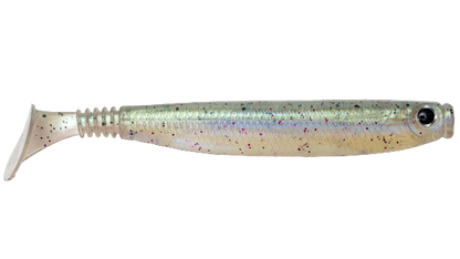 Fishing lure with a gradient color pattern on a white background