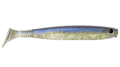 Fishing lure with a gradient color pattern on a white background