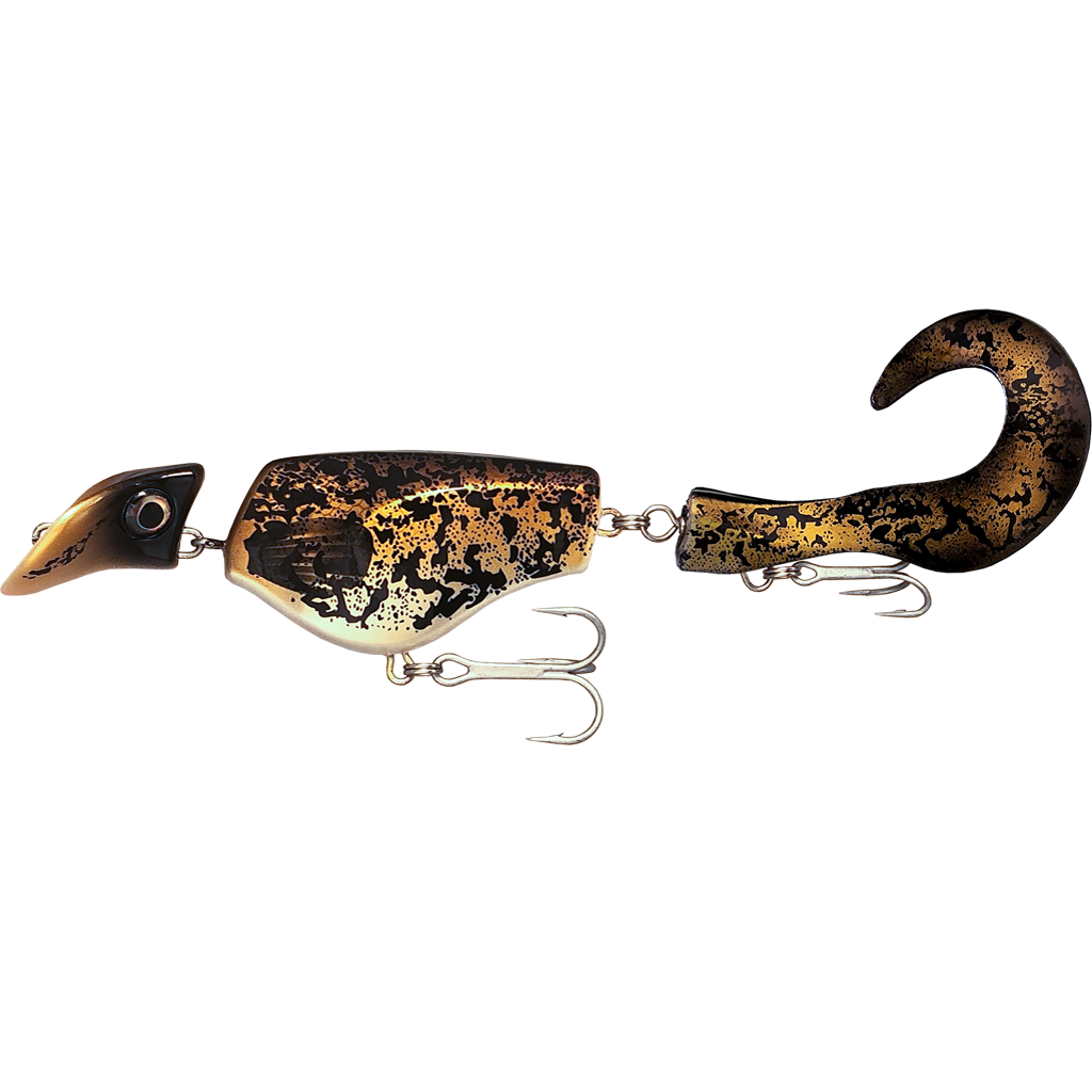 Fishing lure with a hook on a white background