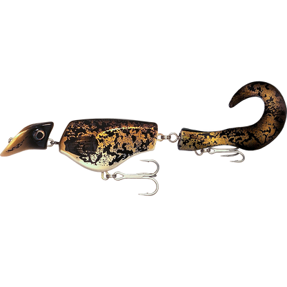 Fishing lure with a hook on a white background