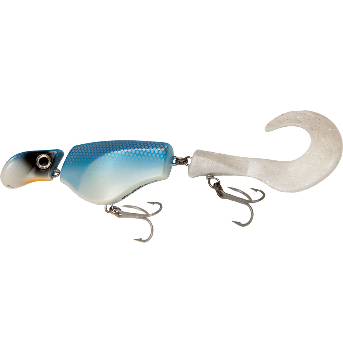 Fishing lure with a hook on a white background