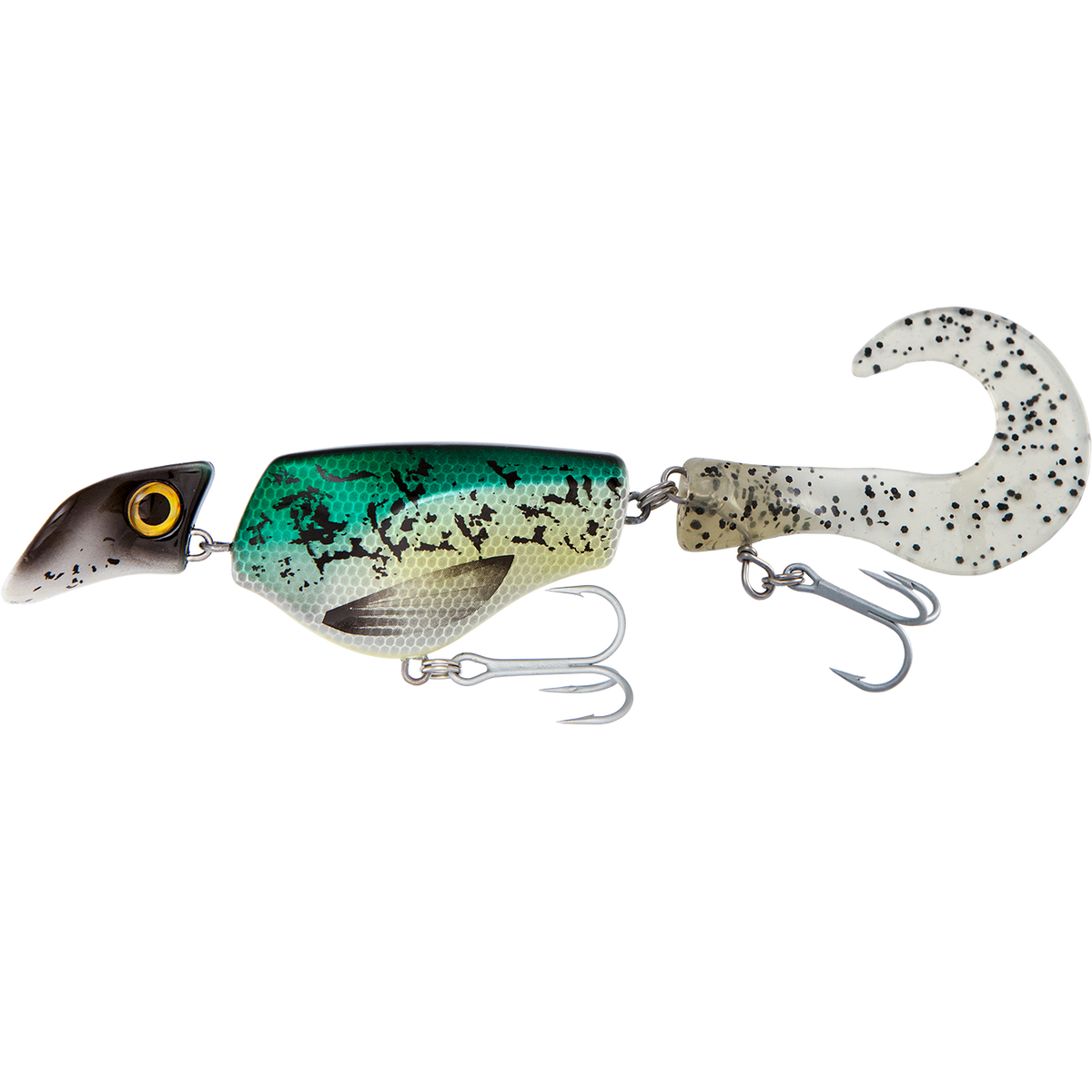 Fishing lure with a detailed design on a white background