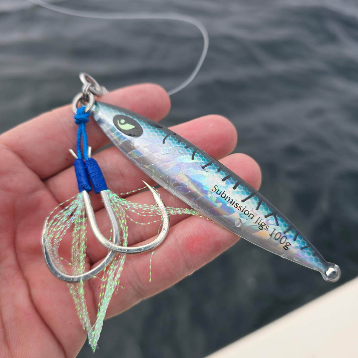 Submission Fishing Co. Javelin Slow Pitch Jig | Ribbed Armor Profile | Glow | 100g & 200g | 2 Colors | Mid-Depth Offshore