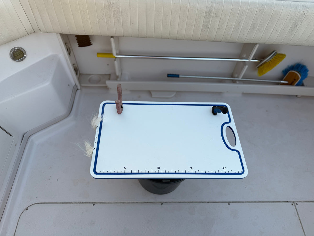 TRAPSKI Bucket Board | Made in USA | Marine-Grade HDPE | Fits 5-Gallon Buckets & Coolers | Integrated Ruler | Non-Skid Feet | Fillet, Bait Prep & Gear