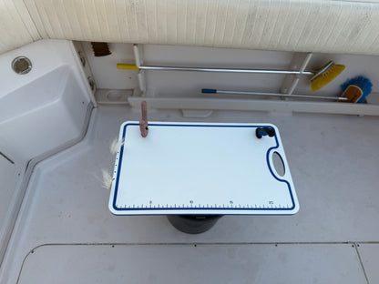 TRAPSKI Bucket Board | Made in USA | Marine-Grade HDPE | Fits 5-Gallon Buckets & Coolers | Integrated Ruler | Non-Skid Feet | Fillet, Bait Prep & Gear