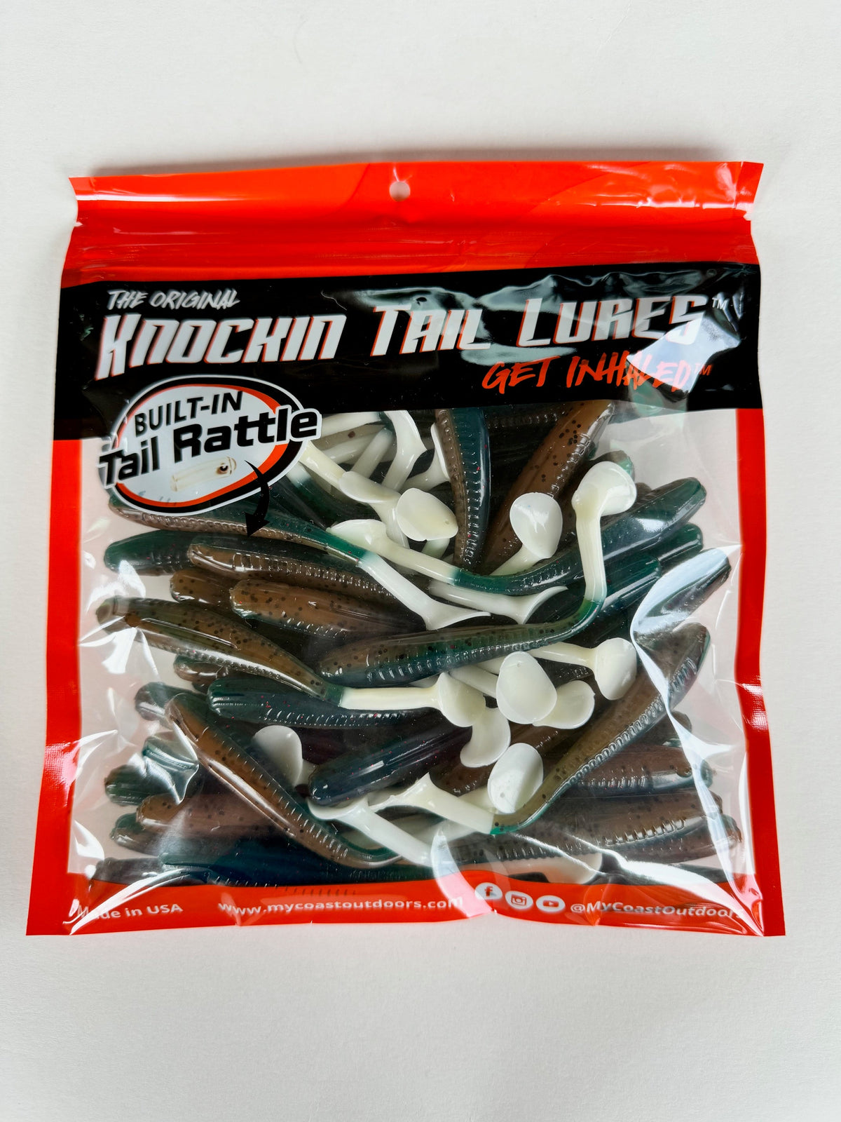 Knockin Tail Lures Bulk Bag — 50 Built-In Tail Rattle Paddle Tails | Your Choice of Size & Color