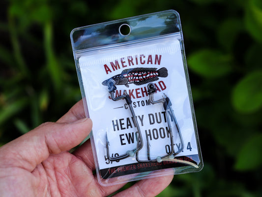 American Snakehead Customs Heavy Duty EWG Hook | 5/0 Pack of 4