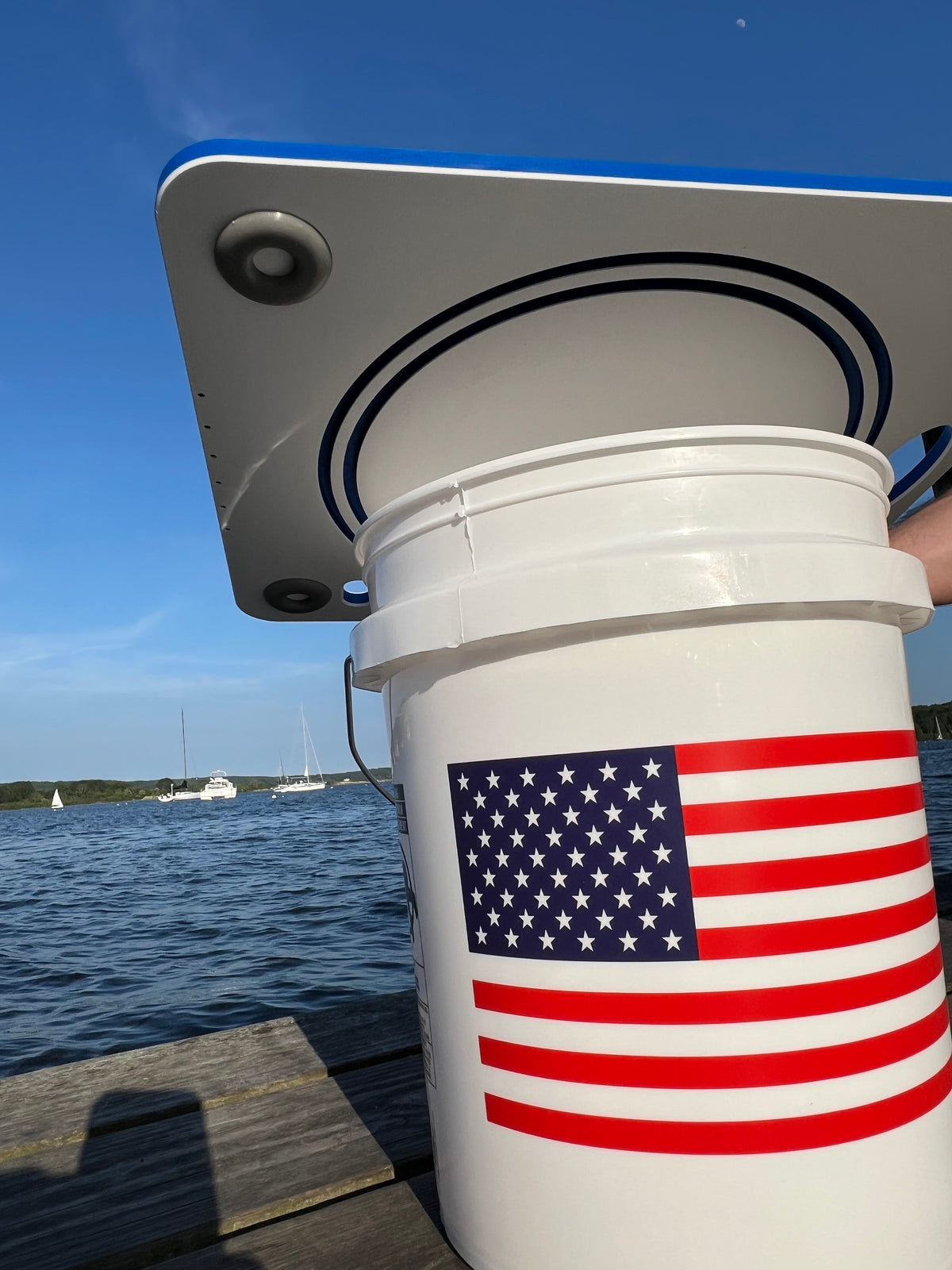TRAPSKI Bucket Board | Made in USA | Marine-Grade HDPE | Fits 5-Gallon Buckets & Coolers | Integrated Ruler | Non-Skid Feet | Fillet, Bait Prep & Gear