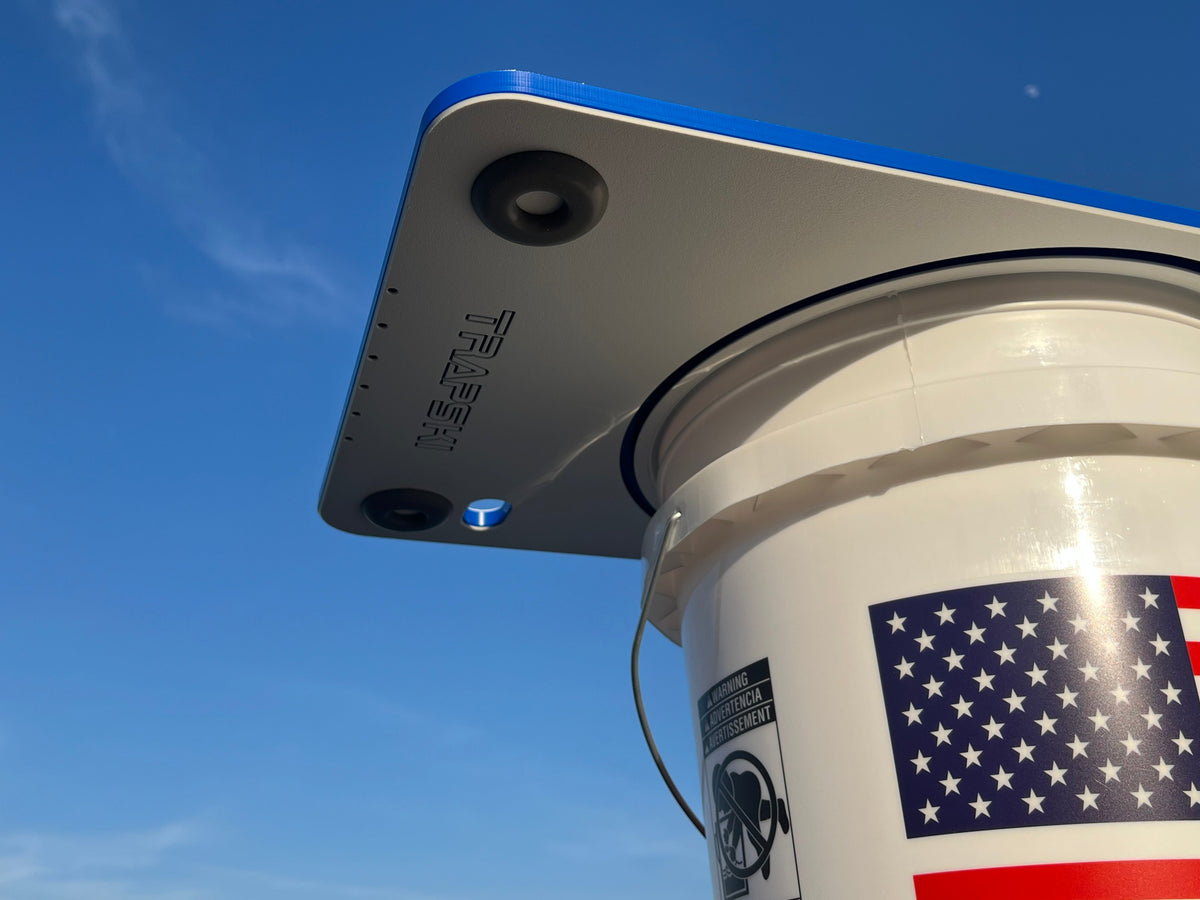 TRAPSKI Bucket Board | Made in USA | Marine-Grade HDPE | Fits 5-Gallon Buckets & Coolers | Integrated Ruler | Non-Skid Feet | Fillet, Bait Prep & Gear