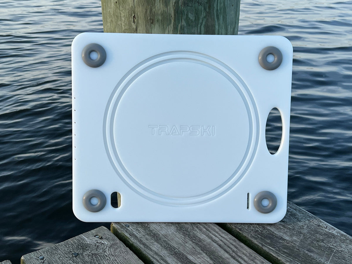 TRAPSKI Bucket Board | Made in USA | Marine-Grade HDPE | Fits 5-Gallon Buckets & Coolers | Integrated Ruler | Non-Skid Feet | Fillet, Bait Prep & Gear