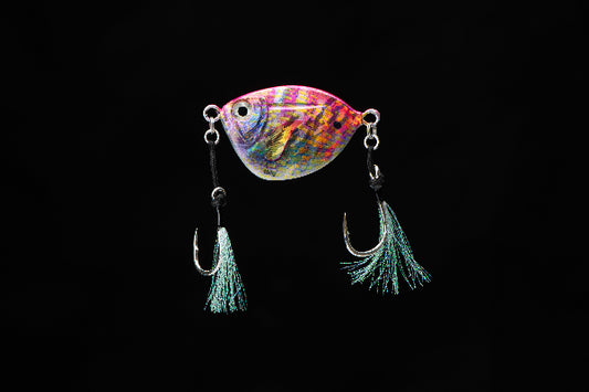 Colorful fishing lure with a black background