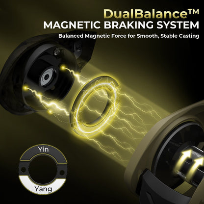 DualBalance magnetic braking system with glowing yellow lines on a dark background