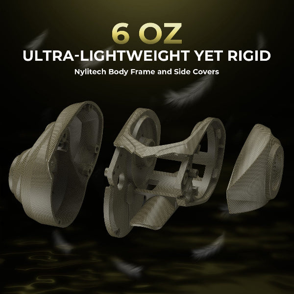 Nylitech body frame and side covers with text on a dark background