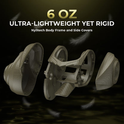 Nylitech body frame and side covers with text on a dark background