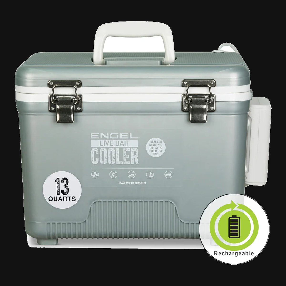 Engel 13Qt Live bait Pro Cooler with AP3 Rechargeable Aerator & Stainless Hardware — product view 1