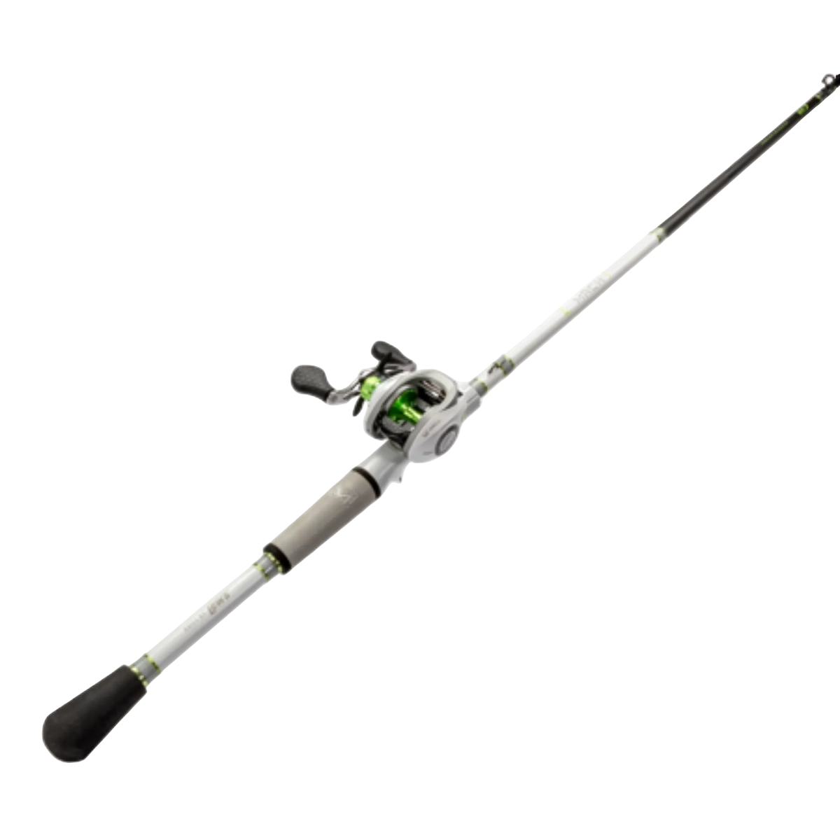 Fishing rod and reel set on a white background