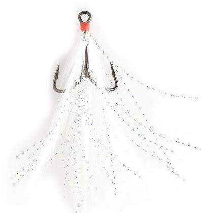 Mustad Dressed Treble Hooks 2ct White Size 4