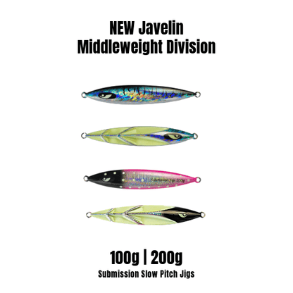 Submission Fishing Co. Javelin Slow Pitch Jig | Ribbed Armor Profile | Glow | 100g & 200g | 2 Colors | Mid-Depth Offshore