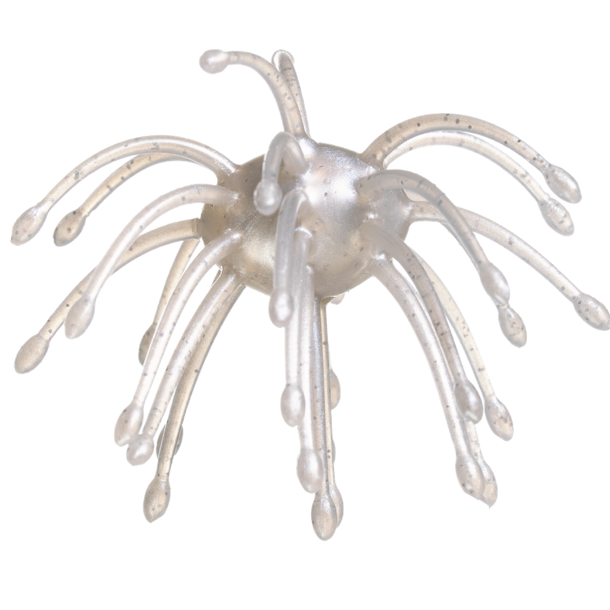 Pearl white sea urchin lure on a white background