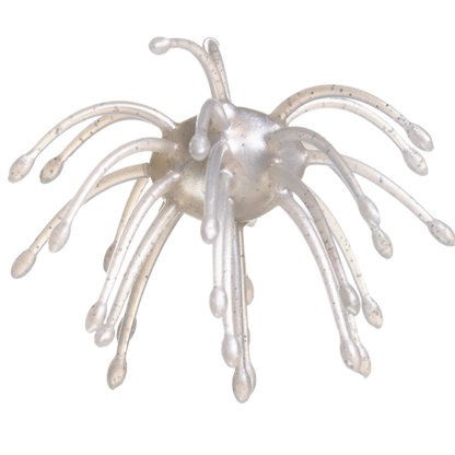 Pearl white sea urchin lure on a white background