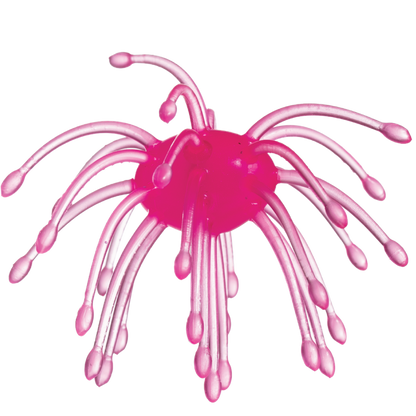 Pink sea urchin lure on a white background