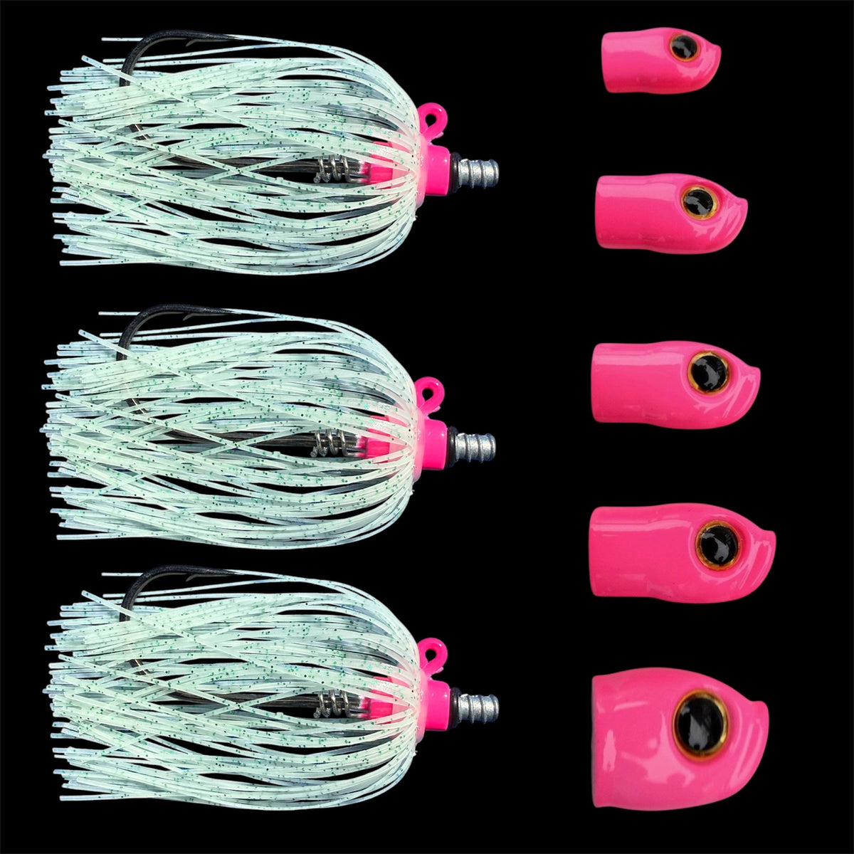 Stack Tackle Skirted Screwy Head Jigs | 5 Sizes + 3 Mustad Hooks | Silicone Skirt | Swap Without Re-Tying | Flounder, Striped Bass, Snook
