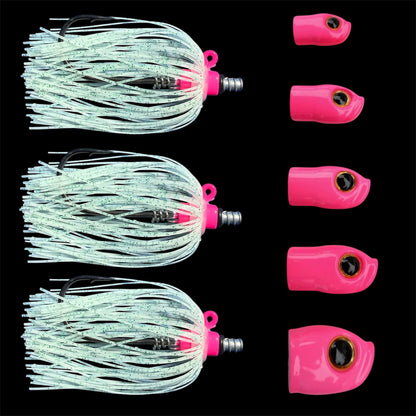 Stack Tackle Skirted Screwy Head Jigs | 5 Sizes + 3 Mustad Hooks | Silicone Skirt | Swap Without Re-Tying | Flounder, Striped Bass, Snook