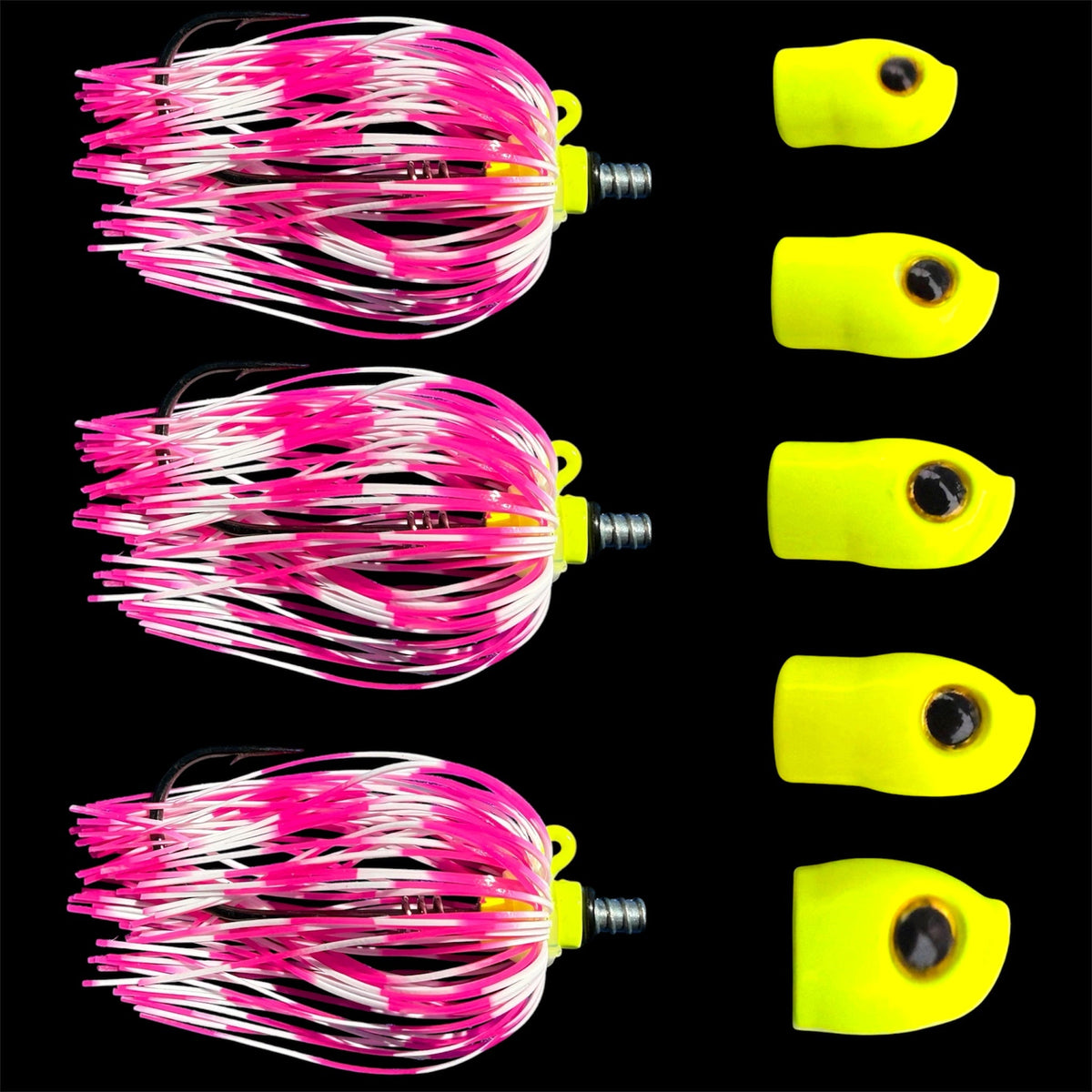Stack Tackle Skirted Screwy Head Jigs | 5 Sizes + 3 Mustad Hooks | Silicone Skirt | Swap Without Re-Tying | Flounder, Striped Bass, Snook