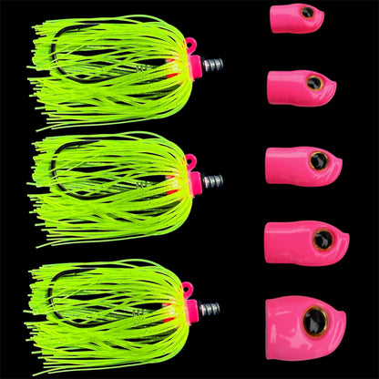 Stack Tackle Skirted Screwy Head Jigs | 5 Sizes + 3 Mustad Hooks | Silicone Skirt | Swap Without Re-Tying | Flounder, Striped Bass, Snook