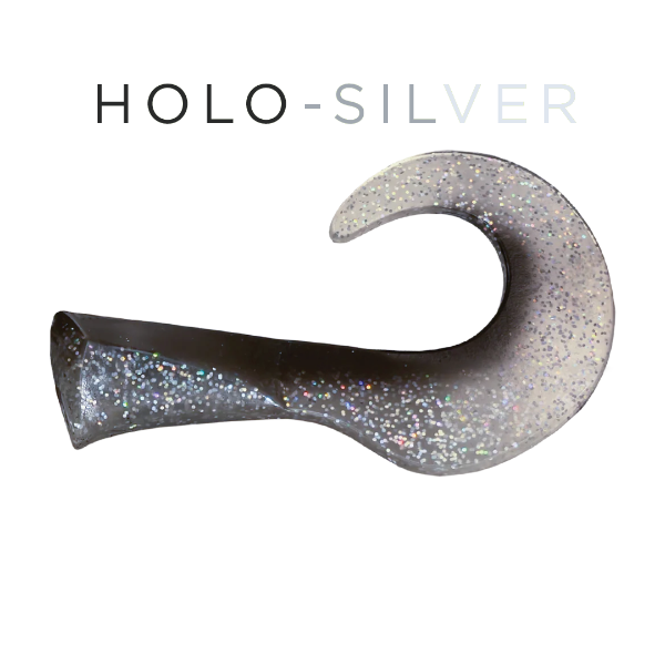 Holo-silver fishing lure on a white background