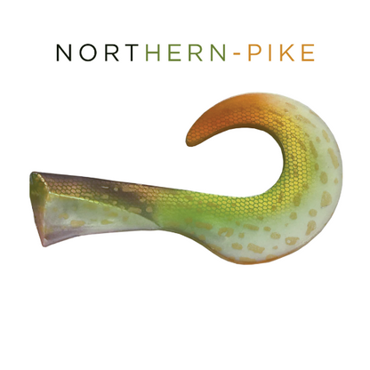 Fishing lure with 'Northern Pike' branding on a white background