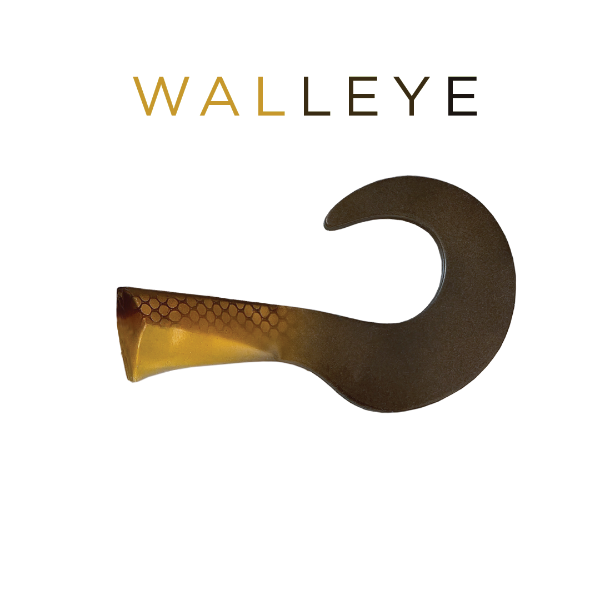 Fishing lure with 'WALLEYE' branding on a white background