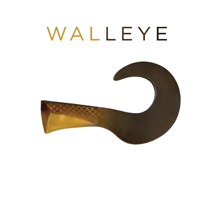 Fishing lure with 'WALLEYE' branding on a white background